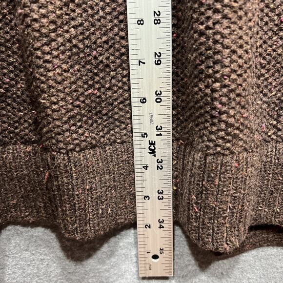 L.L. Bean Brown Chunky Knit Open Front Shawl Collar Cardigan Sweater Women Large - Picture 10 of 11